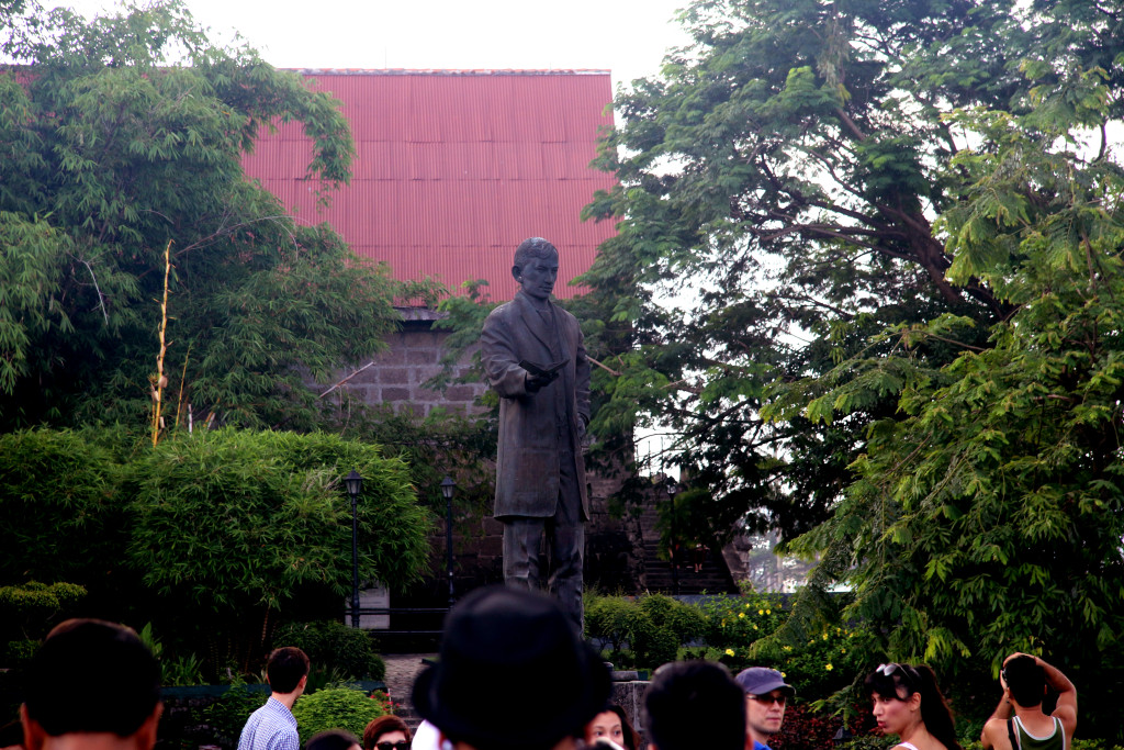 Underneath the Jose Rizal monument, the Philippine's national hero.